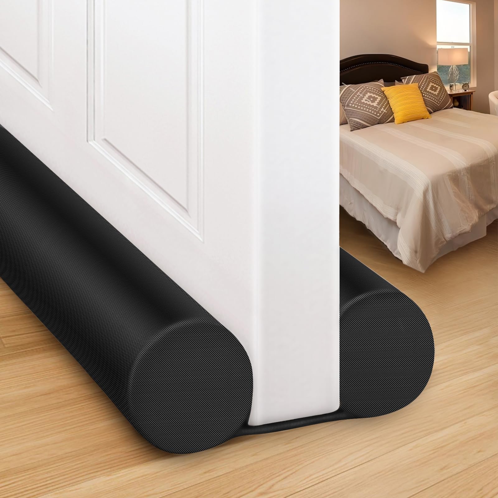 Door Draft Blocker 32 Inches Door Sweep for Interior Doors Wind Blocker Door Bottom Seal Weather Stripping Black Door Draft Stoppers for Bottom of Door 32 Inch Block Cold Air Noise Smoke Stopper