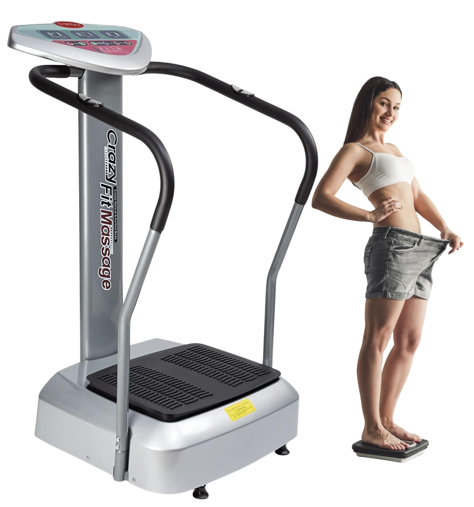 SOBO Crazy Fit Machine Vibration Home & Gym Workout for Full Body, Weight Loss 1 to 99 Speed Levels Pro Model Upgraded Design with Silent Motors and Built in Speakers 1 Year Warranty (Black-Silver)