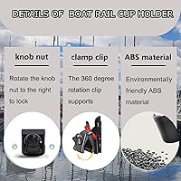 Vista 3 de Soporte para vasos de riel de barco, soporte universal para bebidas marinas sin perforación, instalación en riel convertible de Bimini Top o poste