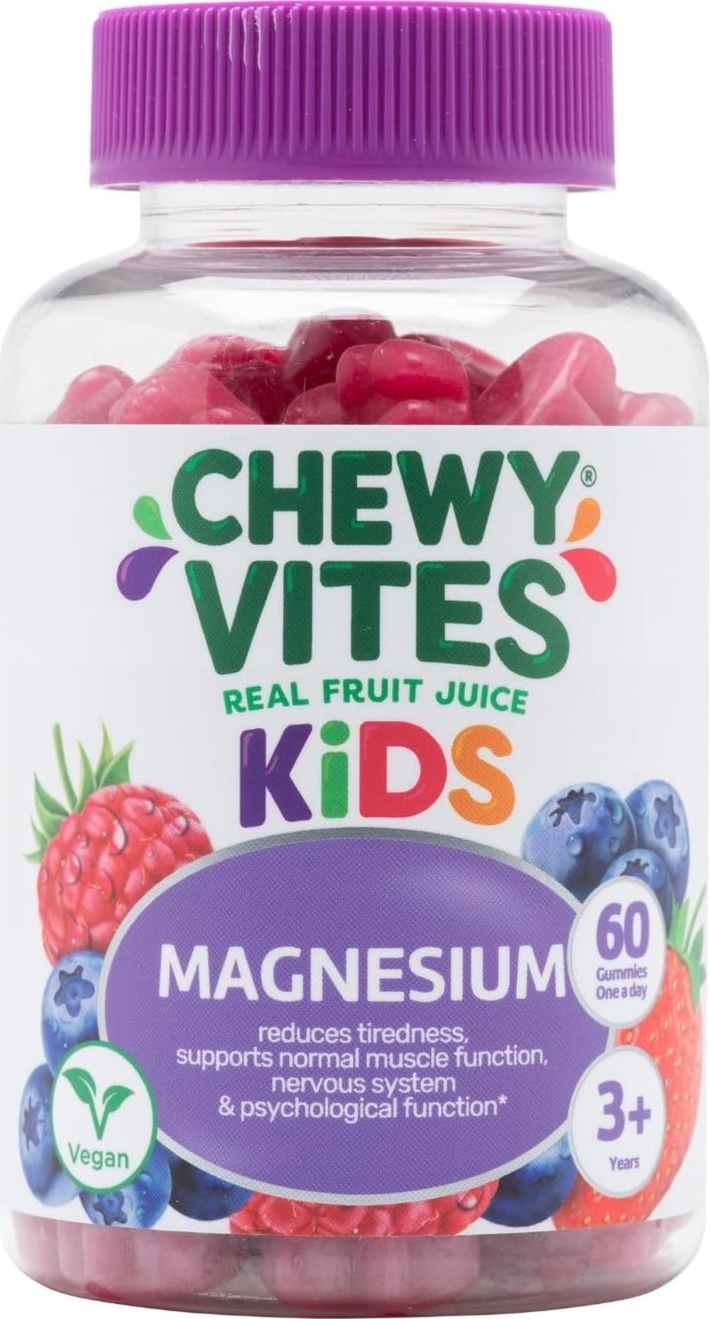Chewy Vites Kids Magnesium, 2 Months Supply, 60 Kids Vitamins Gummies, 500mg