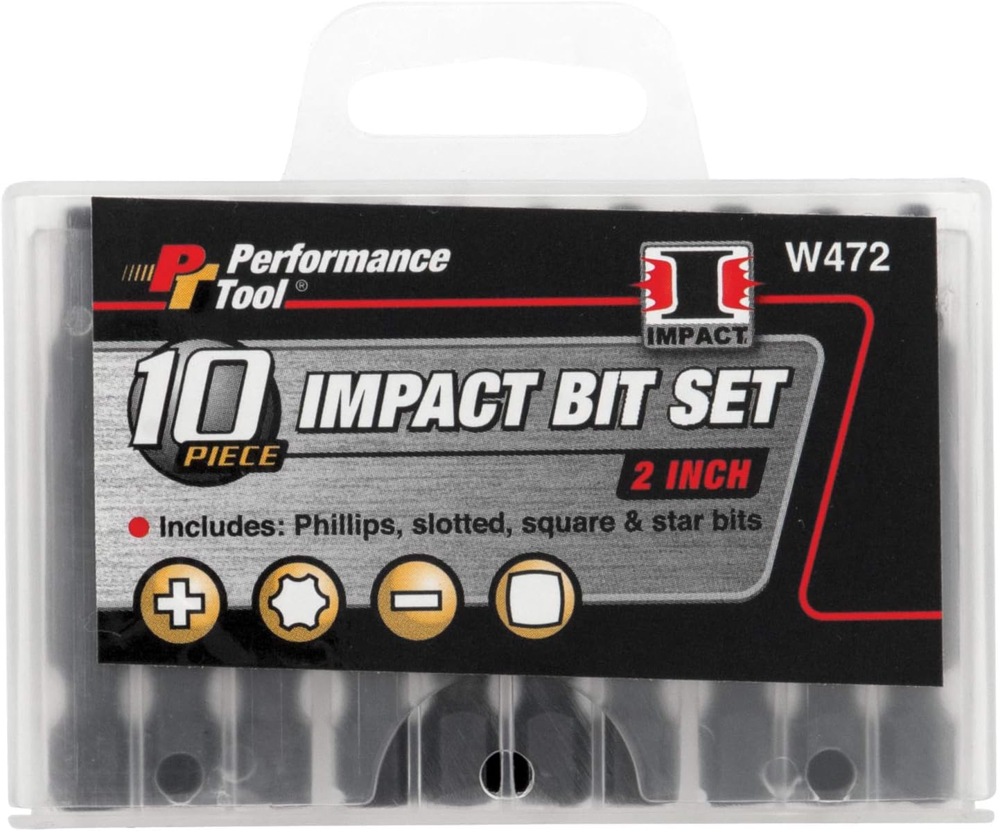 Performance Tool W472 14pc 10pc 2" Impact Bit Set