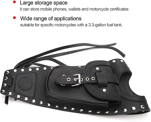Miniatura 4 de Bolsa de tanque de motocicleta, almohadilla de tanque de gasolina cubierta de bolsa de tanque de combustible negro cuero artificial apto para