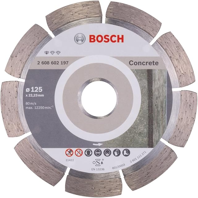 Bosch Professional 1x Standard for Concrete Diamond Cutting Disc (Ø 125 x 22,23 x 1,6 x 10 mm, Accessories for Angle Grinders)