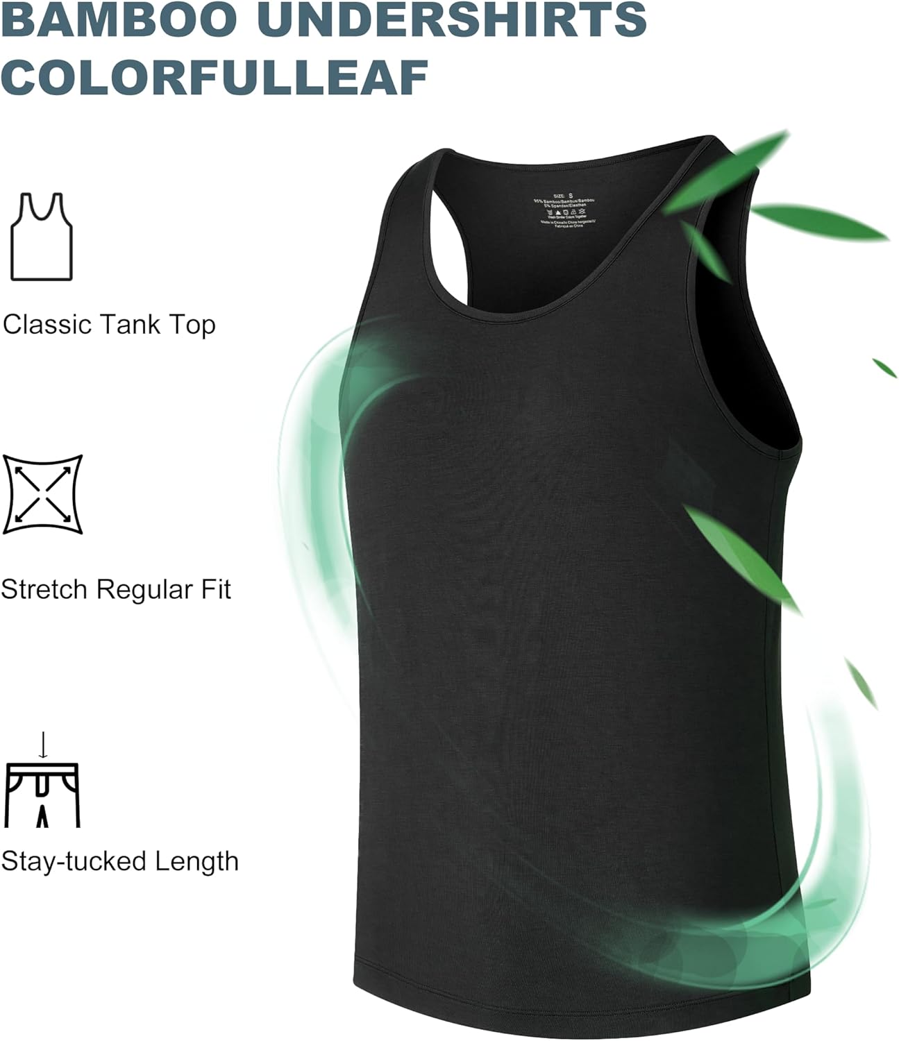 COLORFULLEAF Mens Undershirts Bamboo Rayon Tank Tops Men Crew Neck Stretchy Sleeveless Tank Shirts 3 or 6 Pack - Image 3