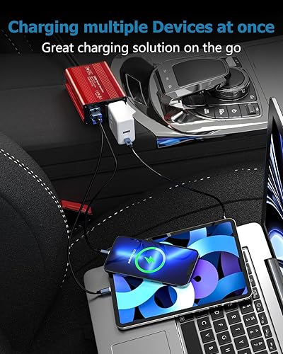 Miniatura 3 de Foval 150W Convertidor para automóvil DC 12V a 110V AC convertidor con cargador de 31A USB doble