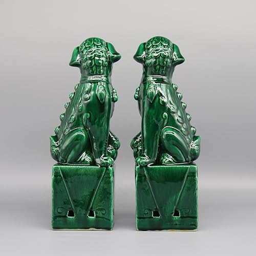 Miniatura 4 de Eastern tide Par de perros Foo, Perros Fu, perros Buda, Leones guardianes chinos, escultura de cerámica, decoración del hogar