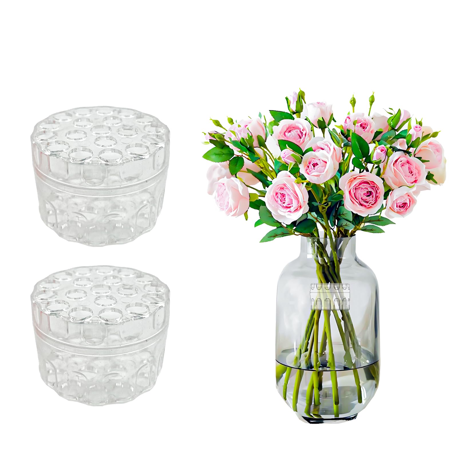 Jaende Transparent 2Pcs Spiral Stem Holder For Flowers, Diy Wedding Bouquet Kit Spiral Ikebana Stem Holder For Flowers, Bouquet Twister Ikebana Tools Flower Bouquet Supplies, Spiral Stem Holder Ring For Vases(Clear)
