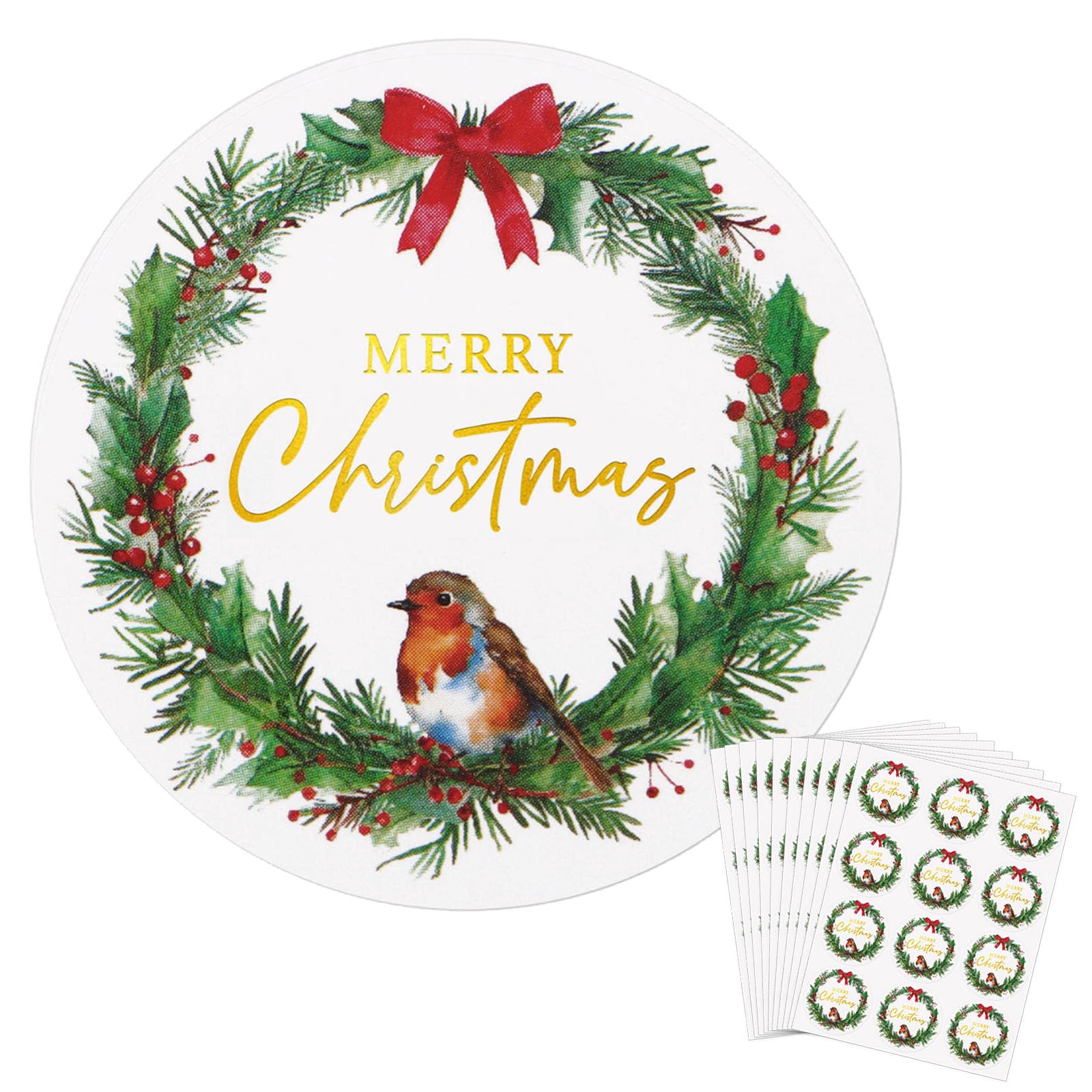 120pcs Merry Christmas Stickers Robin Christmas Stickers for Card Making
