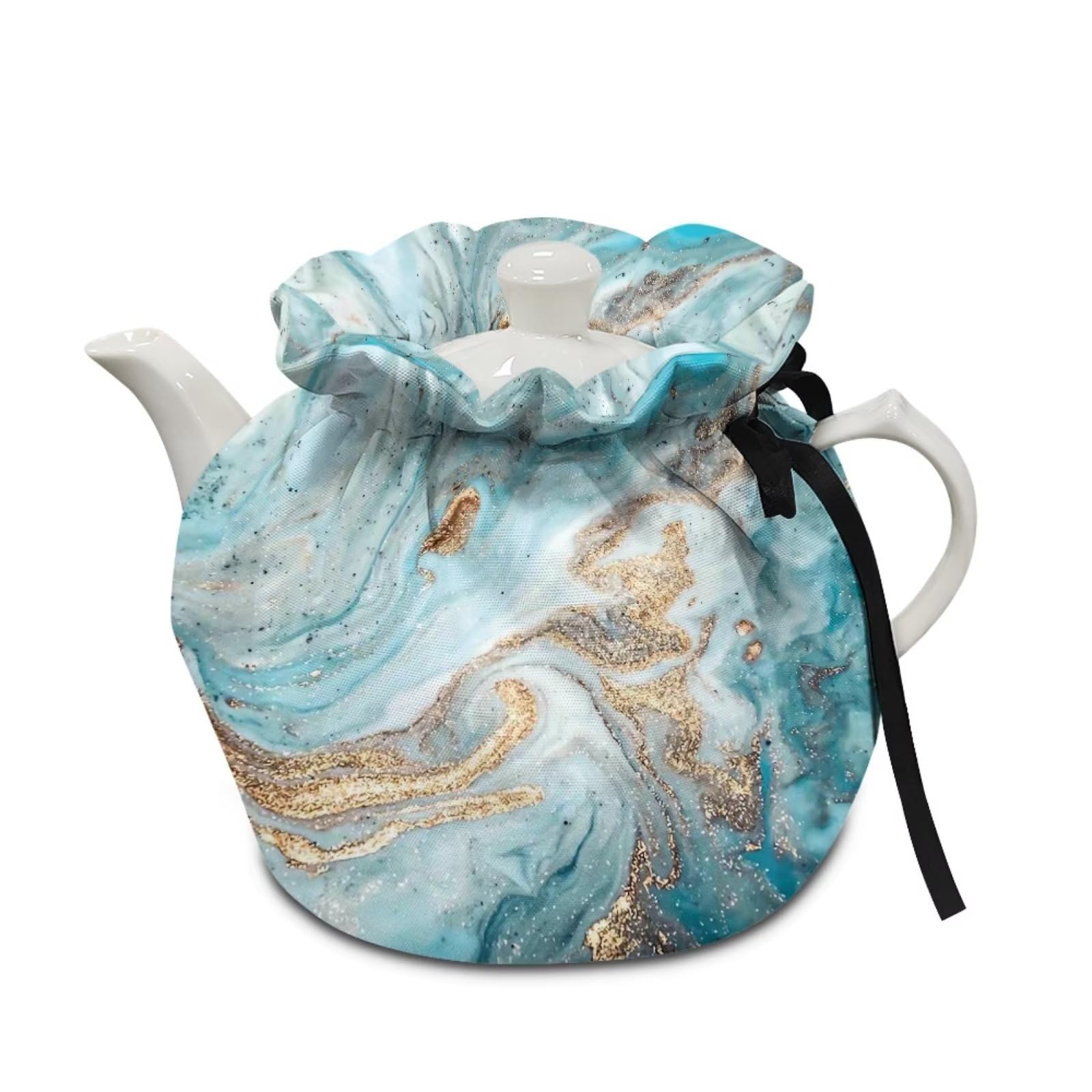 chaqlin Marble Texture Teapot Insulation Cover Novelty Breakfast Warmer Cover Keep Warm Teapot Cover Knitting Accessories Indoor Plant Pot Indoor Decor Teapot Cozy Teapot Protective Cover Cup