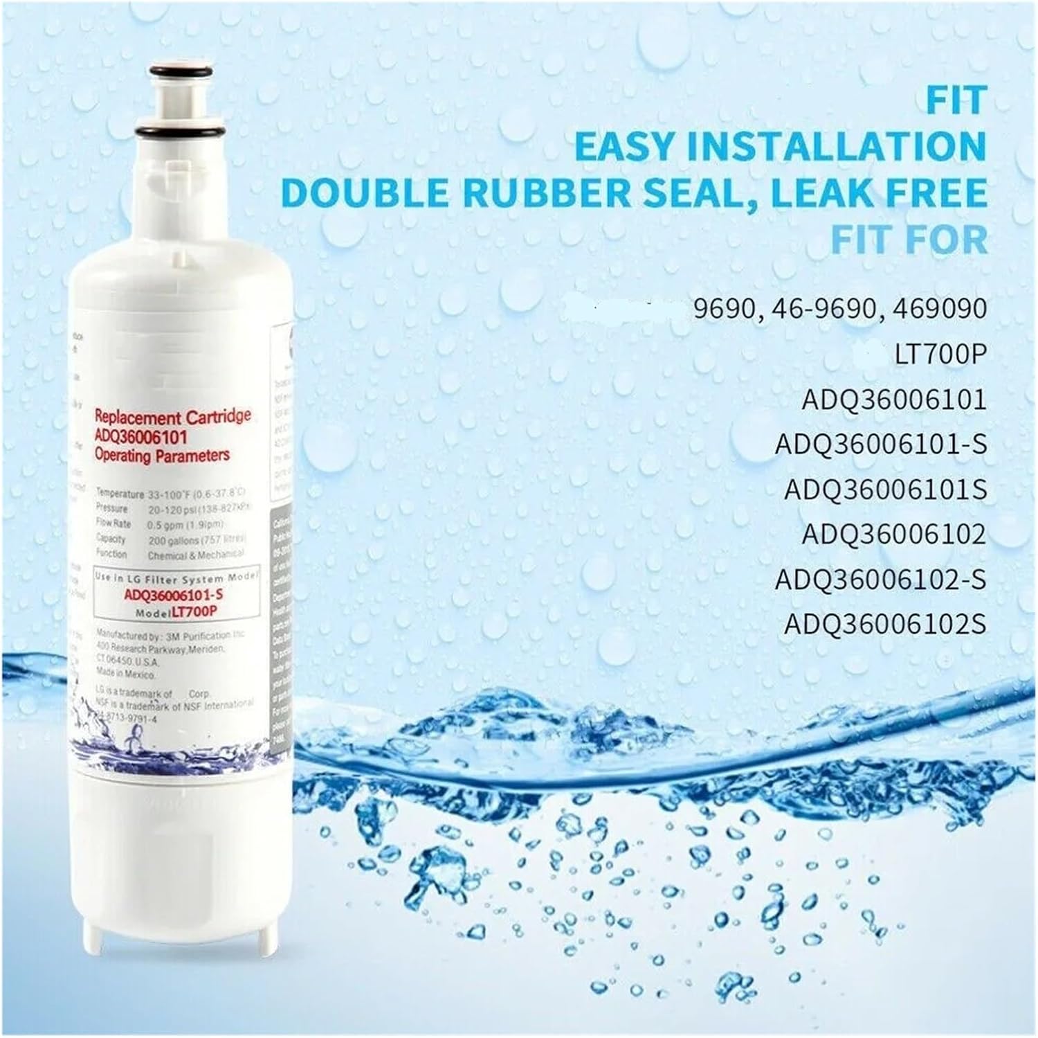 LT700P 冷蔵庫水フィルターを交換してください。compatible for LG