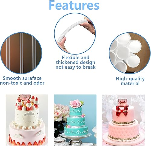 Miniatura 4 de 5 soportes separadores de pasteles, base para pastel con 15 varillas de plástico para tartas, reutilizables para pasteles apilados escalonados, para