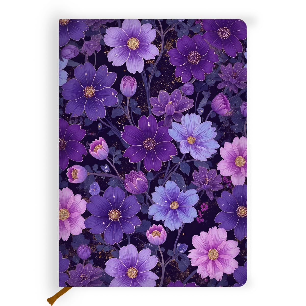 Carnet de notes A5 lignes pour ne plus perdre ses idees cahier ecriture fleurs violettes cuir - 7