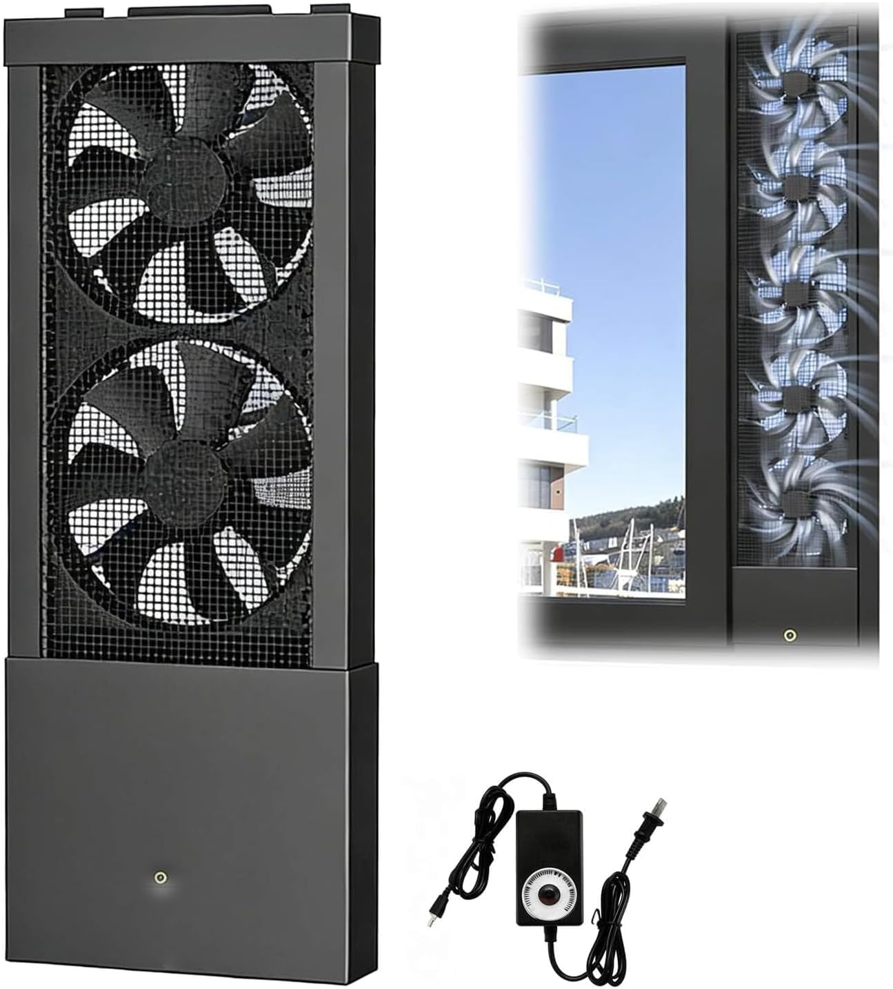 Window Fan, Waterproof Exhaust Fan, Quiet and Comfortable, Adjustable Wind Speed, Suitable for Vertical Windows in Family Bedrooms black 13.8-15.7in/35-40cm