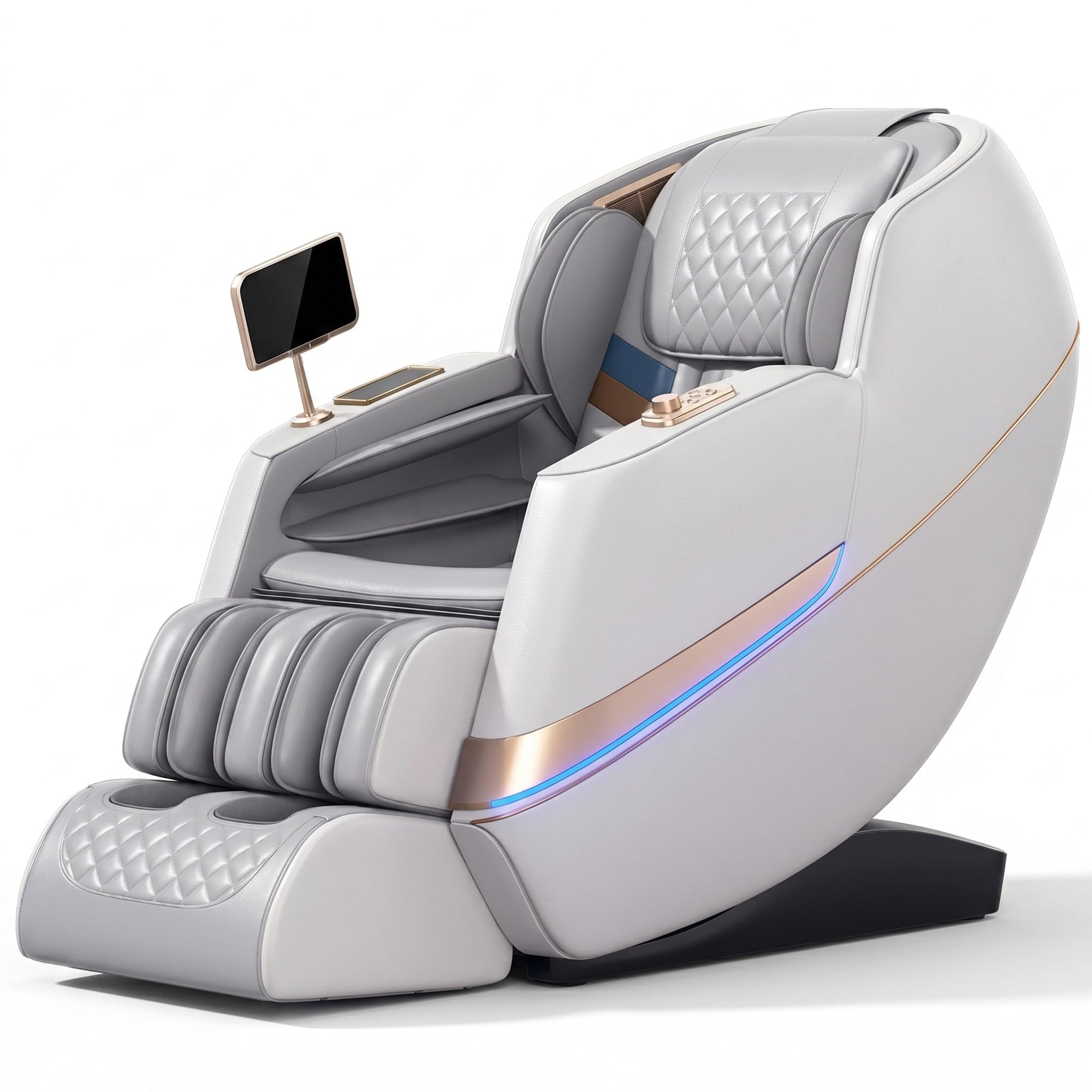 Sillón de Masaje Eléctrico Gravedad Cero con Control por Voz AI, Carril SL, Calor en Espalda y Piernas, Música Bluetooth HiFi, Carga Inalámbrica, 6 Modos(Gray)