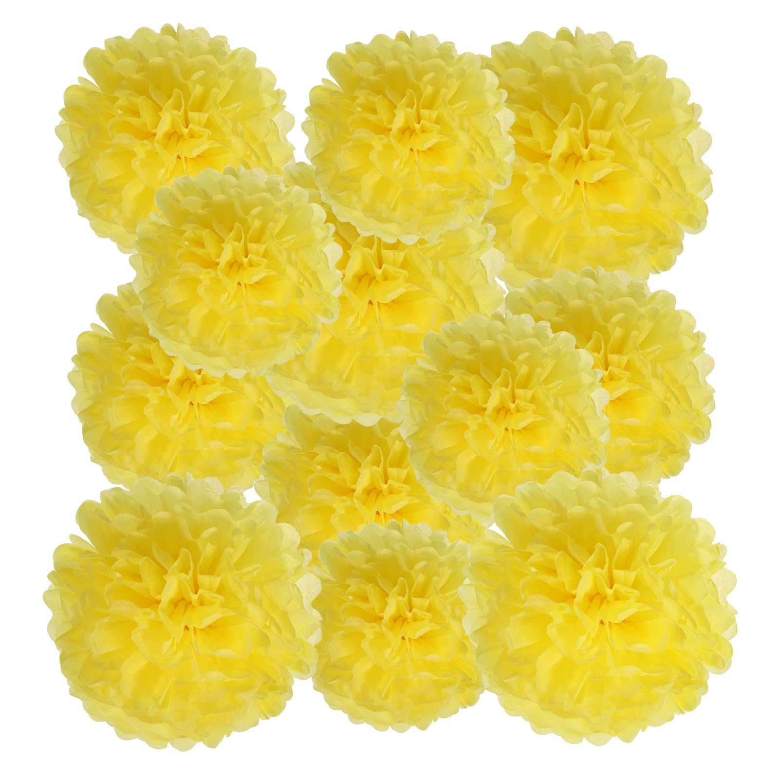 PATIKIL Set Pom Pom Carta, 12Pz Kit Palline Fiori Carta, 3 Misure per Compleanno, Addio Nubilato, Matrimonio, Festa Nuziale, Decorazione Fai da Te, Arte e Artigianato, Giallo