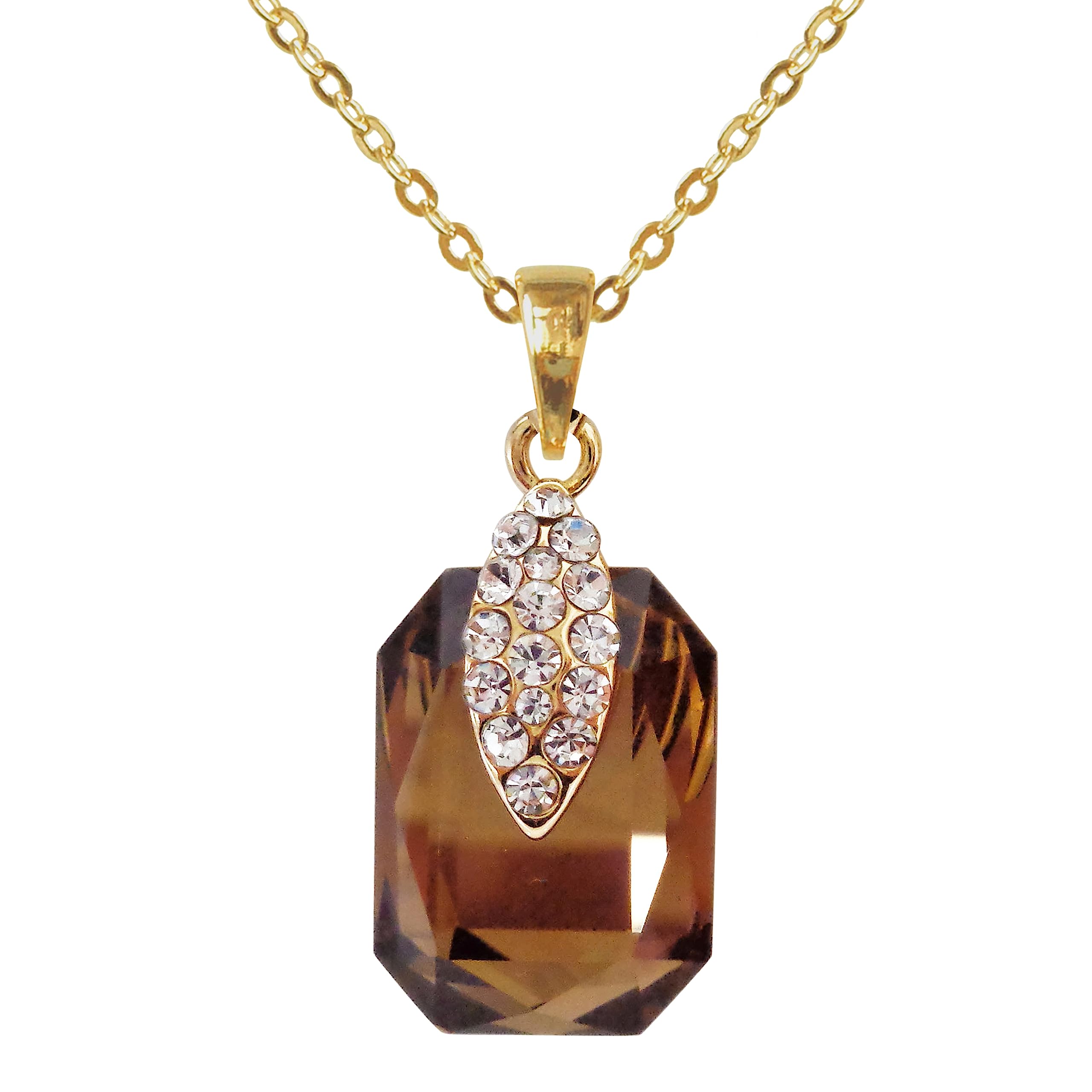 Collar con colgante de circón cuadrado de cristal chapado en oro de 18 quilates 16 +2, Zinc, Circonia cúbica