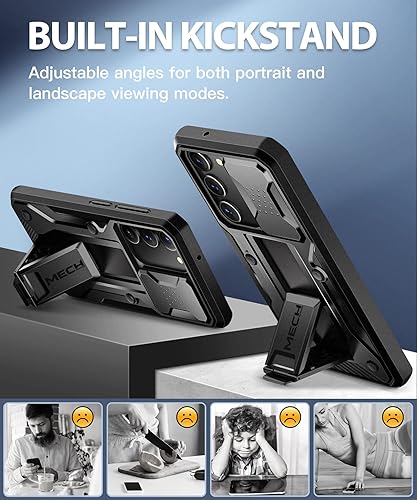 Miniatura 4 de Tongate Funda compatible con Samsung Galaxy S23 Ultra con funda deslizante para cámara y soporte protección militar contra caídas de 10 pies