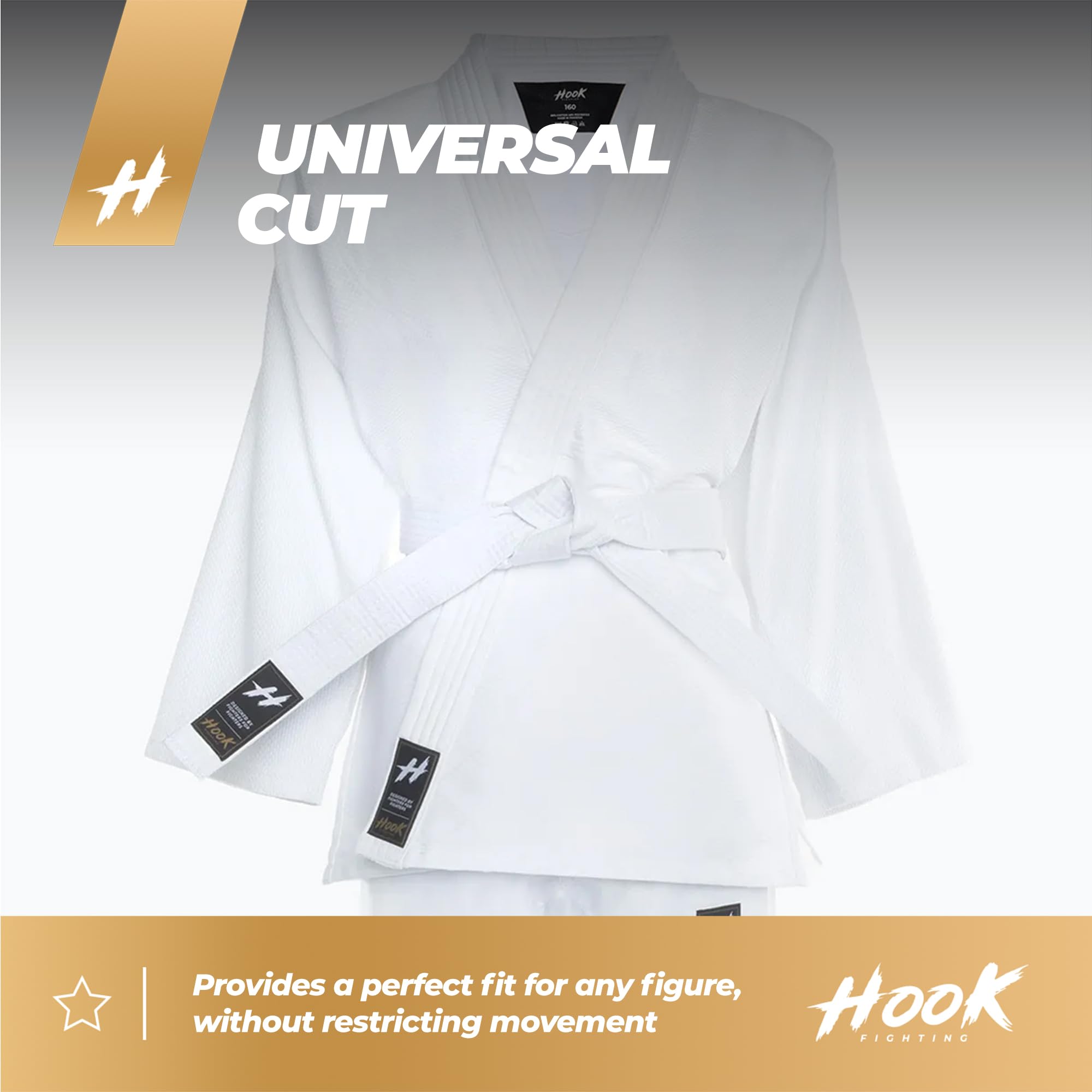 Judo Gi Erwachsene Kimono mit Gürtel für Erwachsene in Weiß Größe 160-200 cm Universalschnitt Bequem in atmungsaktiver Baumwolle Langlebig Farbe Dickes Material Judoanzug