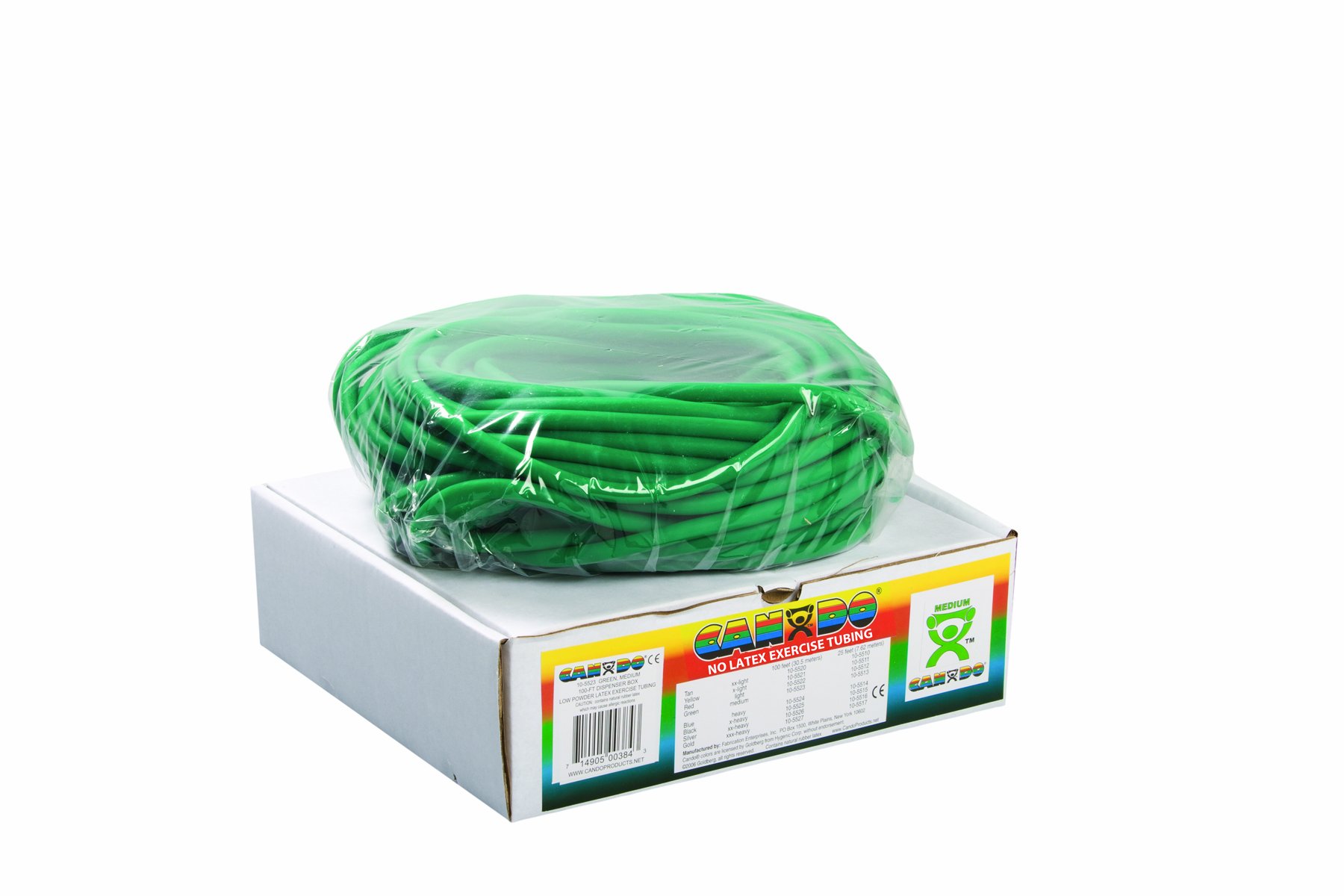 CanDo Power Tube LATEX-free - Fitness Tube, Cando resistance trainer for Functional Training - 30.5 m - green (medium) - alternative to dumbbells