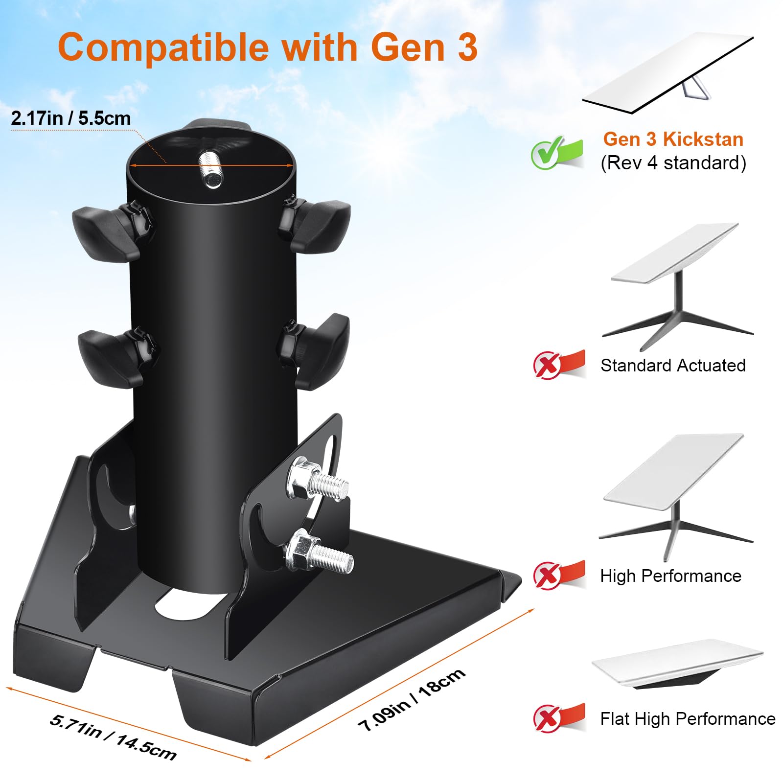 Adaptateur tubulaire Starlink Gen 3, convient pour poteau tubulaire Starlink V3 de 28 à 54 mm, structure métallique réglable à 180° et rotatif, convient pour antenne satellite Starlink troisième