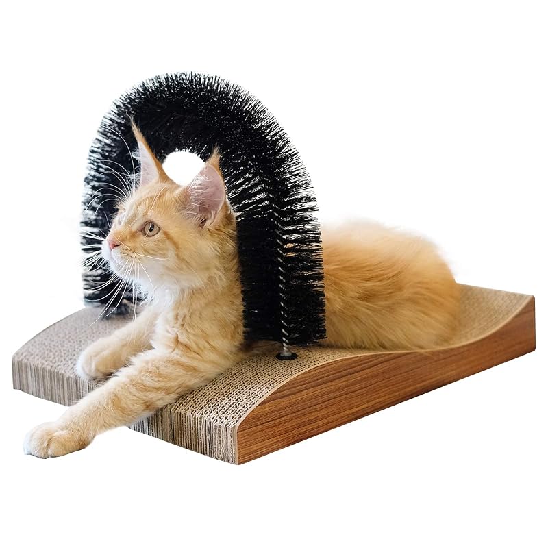 Arranhador para Gatos com Escova Autolimpante e Almofada de Papelão FUKUMARU CP_C01