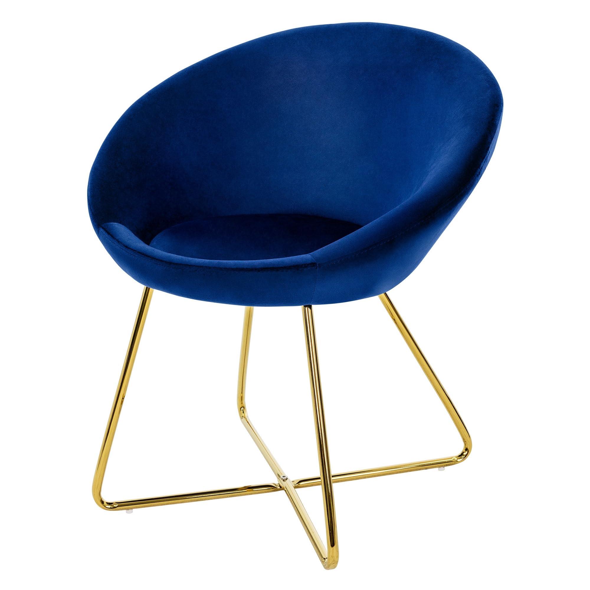 ML-Design Sillas de Comedor Azul Ergonómicas, Asiento Tapizado Aspecto de Terciopelo Patas de Metal con Respaldo y Reposabrazos Sillón Moderno para Mesa de Salón Oficina Dormitorio Cocina