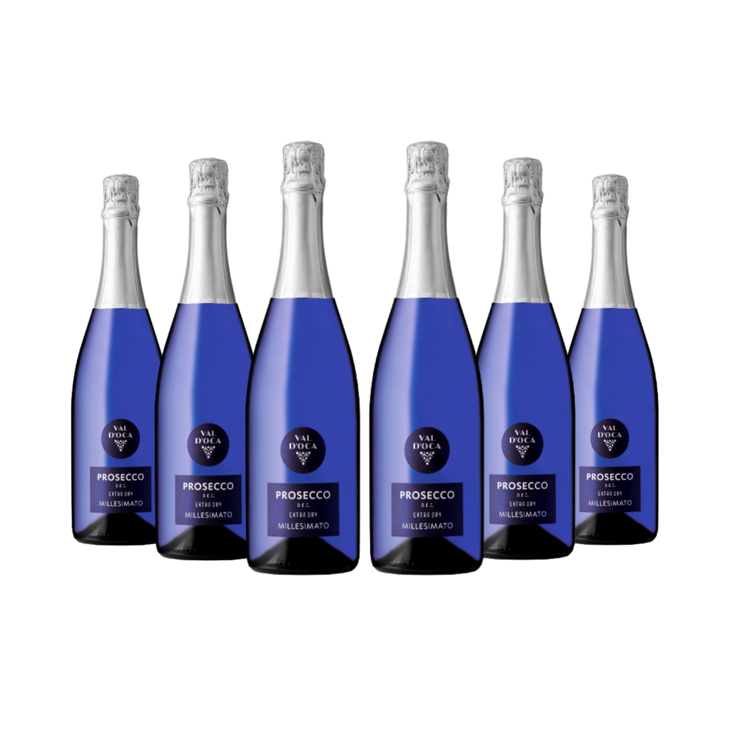 VAL D'OCA - Blu Millesimato - Prosecco DOC Extra Dry Millesimato - 6 Bottiglie da 750 ml