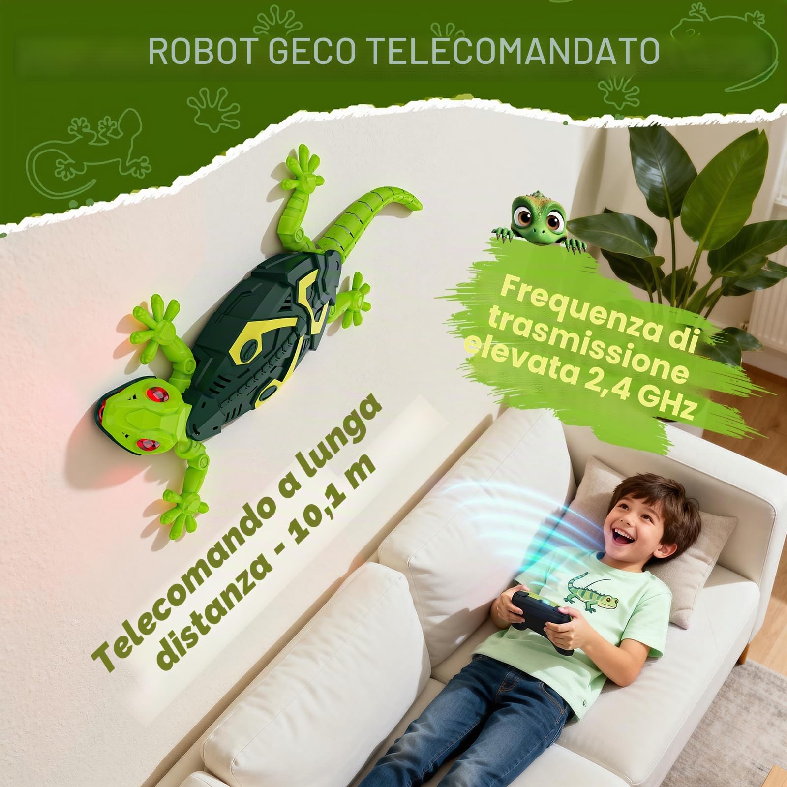 Macchina Arrampicata Geco Telecomandata, Giocattolo Lucertola Robotica Realistica, Adatto a Bambini dai 3 agli 8 Anni, Può Arrampicarsi sui Muri, Design Camaleonte, Regalo di Natale(Type-2)