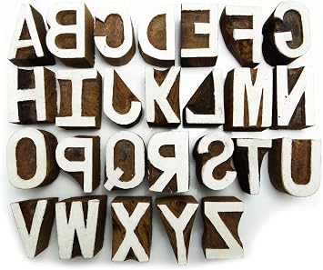 Alphabet Wooden Decorative Textile Printing Blocks Handcarved Stamp