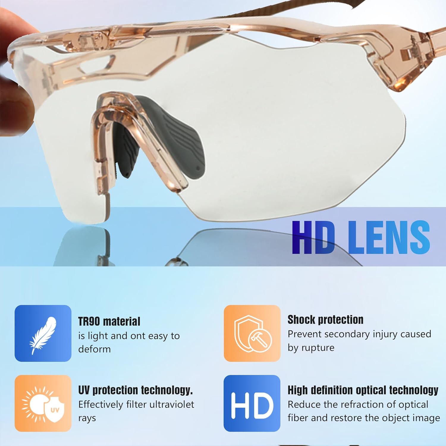Photochromic Sports Sunglasses For Men Women|Safety Glasses For Cycling Driving|UV400 Protection Sunglasses - Image 3