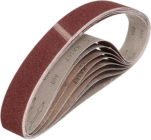Miniatura 61 de HARFINGTON 3 correas de lijado de 18 pulgadas, 12 unidades de 60 granos de óxido de aluminio abrasivo de lijadora para carpintería, pulido de metal,