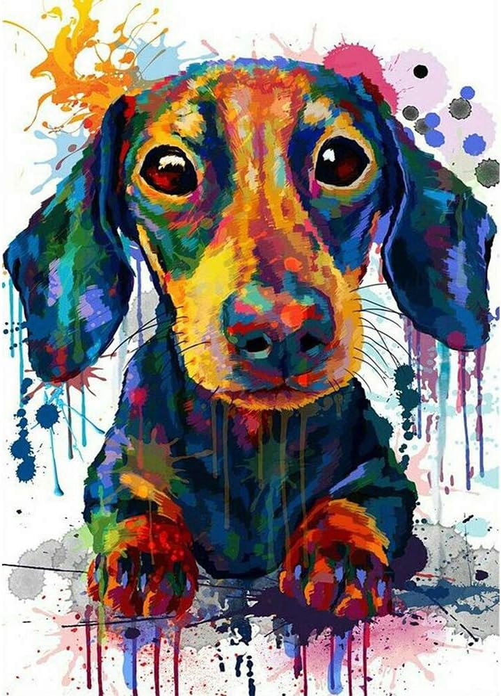 DVBQQWE Dachshund 5D Diamond Painting Kit Full Drill Crystal Rhinestone Cross Stitch Embroidery Arts Craft Picture Supplies for Home Wall Decor 12 X 16 Inch