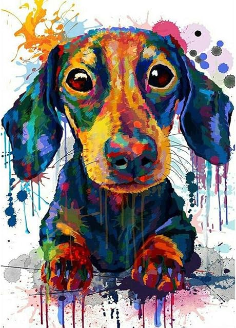 Dachshund 5D Diamond Painting Kit Full Drill Crystal Rhinestone Cross Stitch Embroidery Arts Craft Picture Supplies for Home Wall Decor 12 X 16 Inch