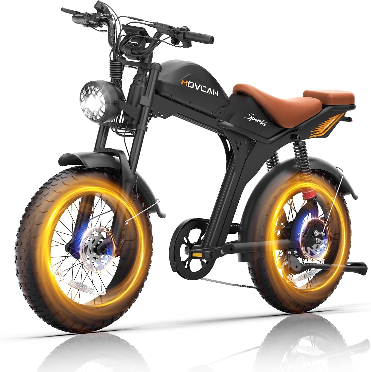 Movcan V70 Electric Bike,2000W Motor Peak 2500W,35MPH,60-124miles,52V 23.4Ah Removable Battery,20” Fat Tire Ebike for Adult,Dual Hydraulic Brake Electric Motorcycle Bikes for Men,Commute/Off-Road