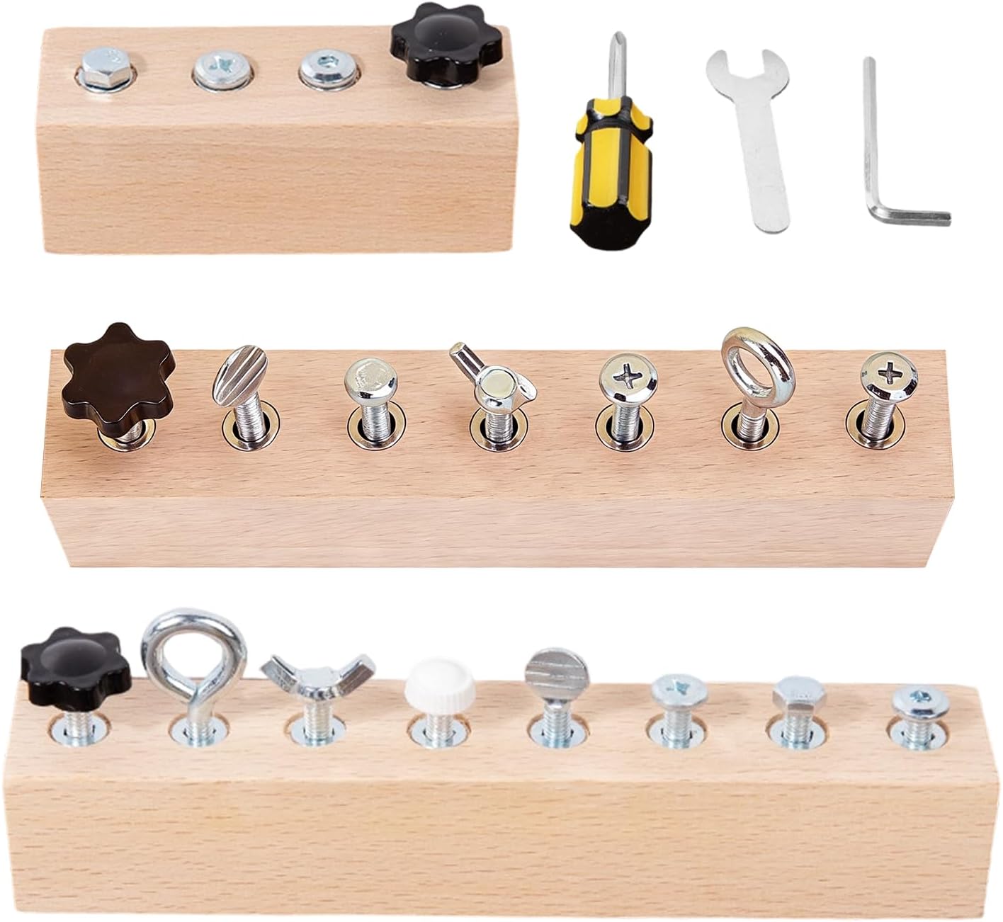 Screwdriver Board Toy, Preschool Learning Game, Wooden Educational Screwdriver Set, Kindergarten Activity for Nursery, Home, Christmas, Birthday