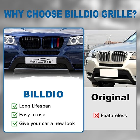 F25 Grille - Front Kidney Grille ABS Double Slats Color Grille 2Pcs | Sporty Style Color Grille Upgrade, No-Drill Clip-On Install, Sensor & Airflow Compatible With BMW BMW X3 F25 2011 2012 2013