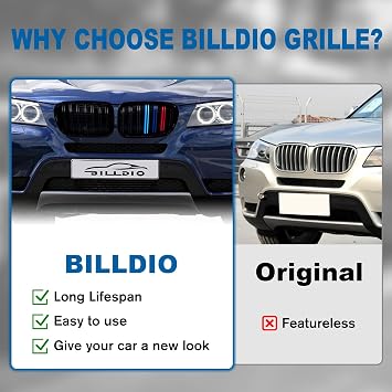 F25 Grille - Front Kidney Grille ABS Double Slats Color Grille 2Pcs | Sporty Style Color Grille Upgrade, No-Drill Clip-On Install, Sensor & Airflow Compatible With BMW BMW X3 F25 2011 2012 2013