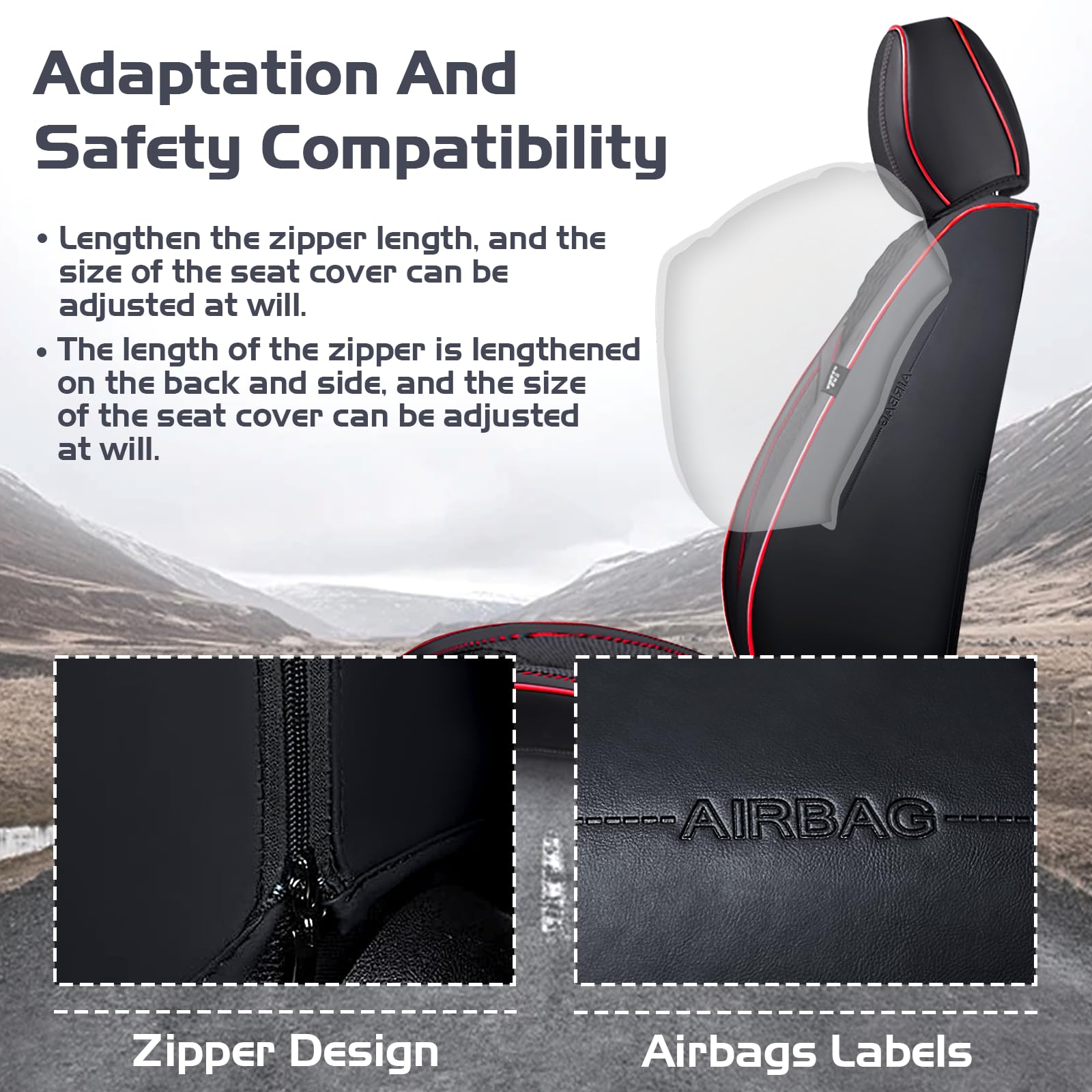 Car Seat Covers for Chevy Camaro 2000-2024 Waterproof Nappa Leather Full Set Seat Cover with Headrests Anti-Slip and — view 3