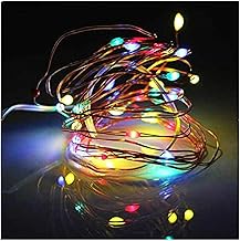 شريط إضاءة ليد مكون من 20 مصباح ليد يعمل بالبطارية لتزيين حفلات الزفاف الكريسماس، متعدد الألوان، طول 2 متر