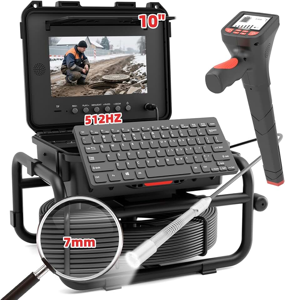 Sanyipace Sewer Camera with Pipe Locator,512Hz Transmitter,Distance Counter
