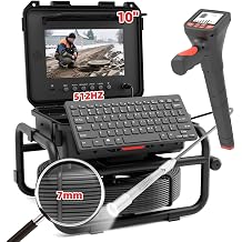 Sanyipace Sewer Camera with 512Hz Transmitter & Locator,10" Plumbing Camera with Distance Counter,Self-Leveling Drain Camera,7mm Cable,12 LEDs,IP68,32GB DVR Audio/Videofor Home,Sewer Line,Drain Pipe