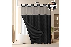 FADOTY 71" x 74" No Hook Shower Curtain and Snap in Liner Set