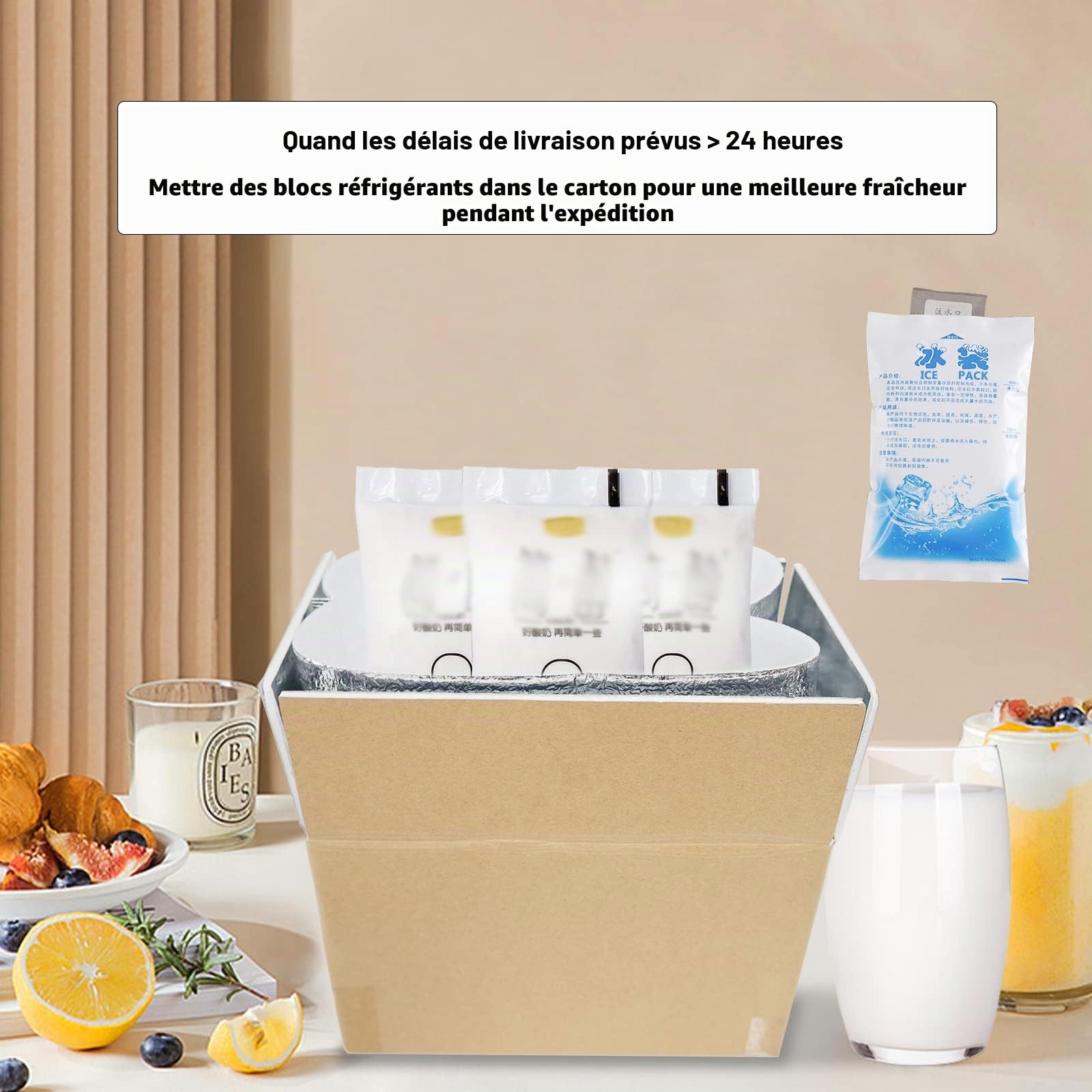 Thermo Chill Carton à double isolation avec doublure de sac isotherme en aluminium, boîte d'expédition réfrigérée pour aliments surgelés, envoi de colis, envoi postal 250x155x140 mm (2 pièces)