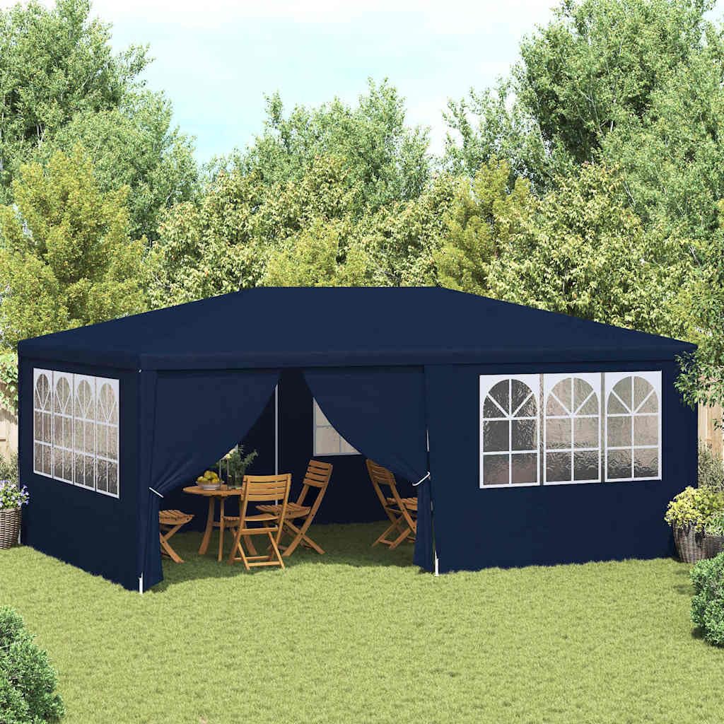 Estructura de acero estable en carpa de polietileno azul de 4 x 6 metros