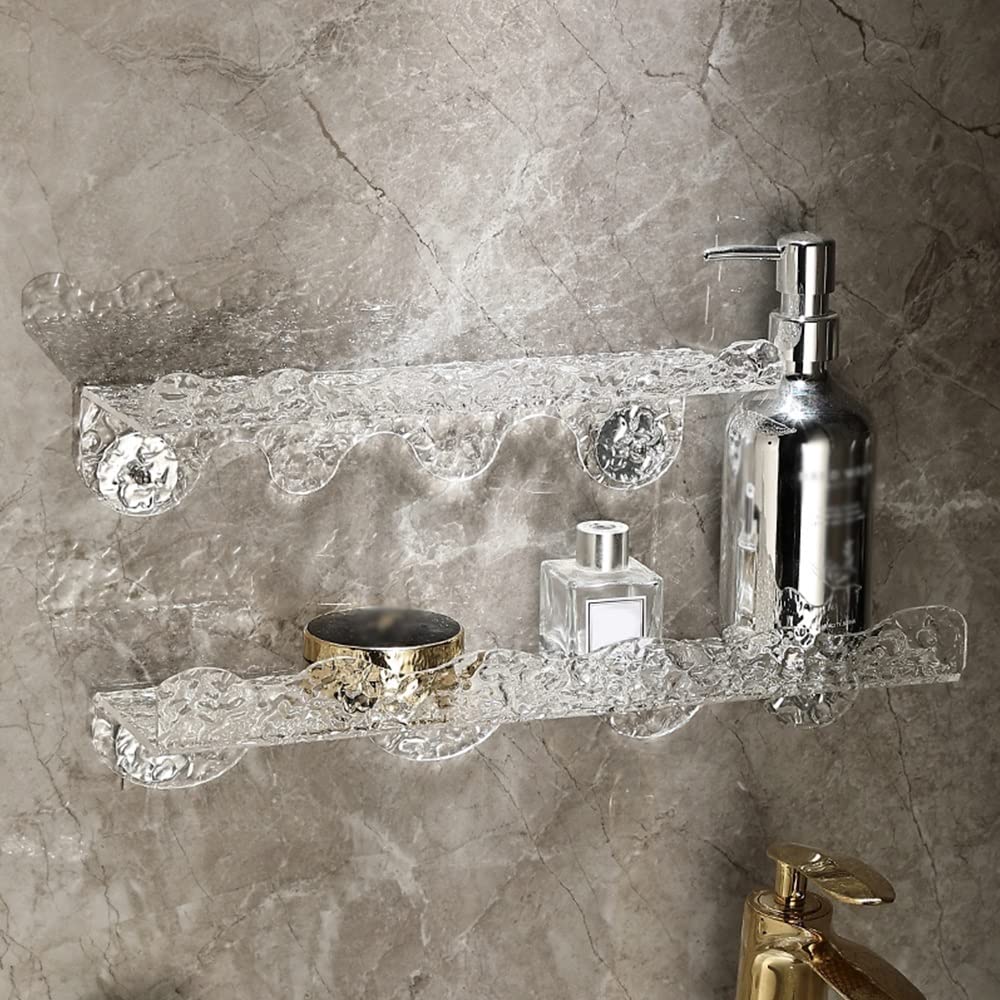 Estante Esquinero De Ducha Acrílico, Estante De Baño, Estantes Flotantes, Montaje En Pared Sin Perforaciones, Organizador Frontal De Cosméticos Y Champú, Estant(30 Cm)
