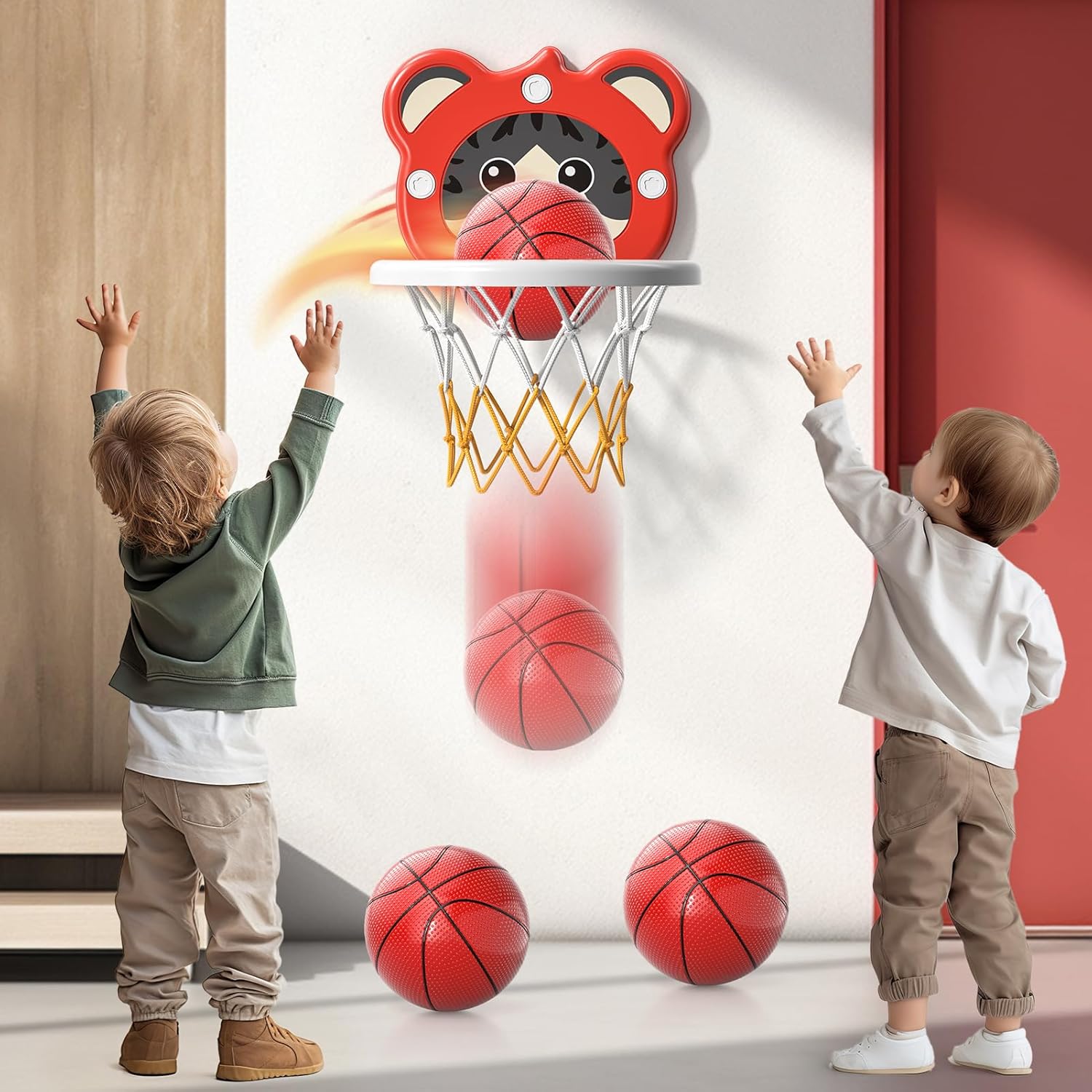 Bennol Bath Toys for Toddlers – Bathtub Basketball Hoop with 4 Soft No-Hole Balls