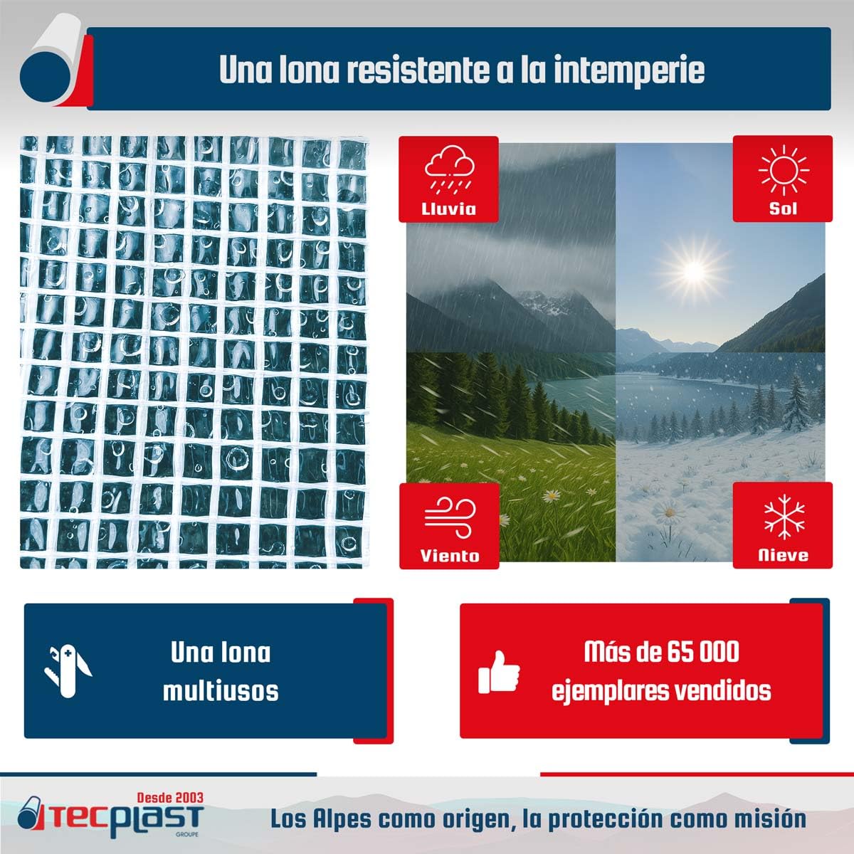 Lona Transparente Reforzada 3x4 m - TECPLAST - TR170MU - Lona Impermeable Anti UV
