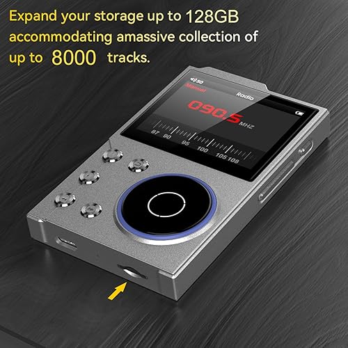 Miniatura 4 de Luqeeg Reproductor de música digital, BT 5.3 sin pérdidas DSD FLAC HD HiFi Reproductor de MP3 portátil, dispositivos de música portátiles, opción