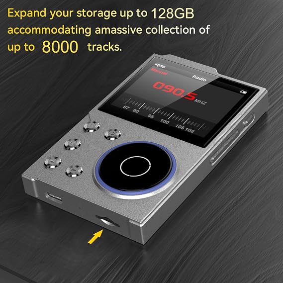 MP3 Player, Hi Res Player, MP3 Player with Bluetooth and WiFi, Digital Music Player Bluetooth 5.3 Lossless DSD FLAC HD HiFi Portable MP3 Player