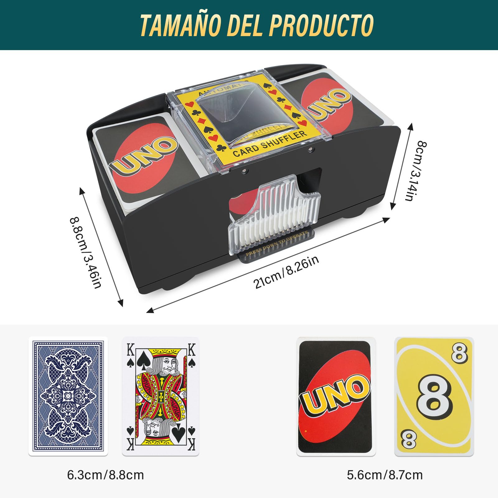 Barajador de Cartas Eléctrico, Repartidor de Cartas Automático para 1-2 Barajas, Mezclador de Cartas Automático para Reuniones Familiares, Card Shuffler para UNO, Póker y Blackjack